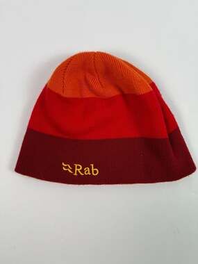 Rab Gradient Beanie Striped Knit Winter Hat, Orange & Red, One Size